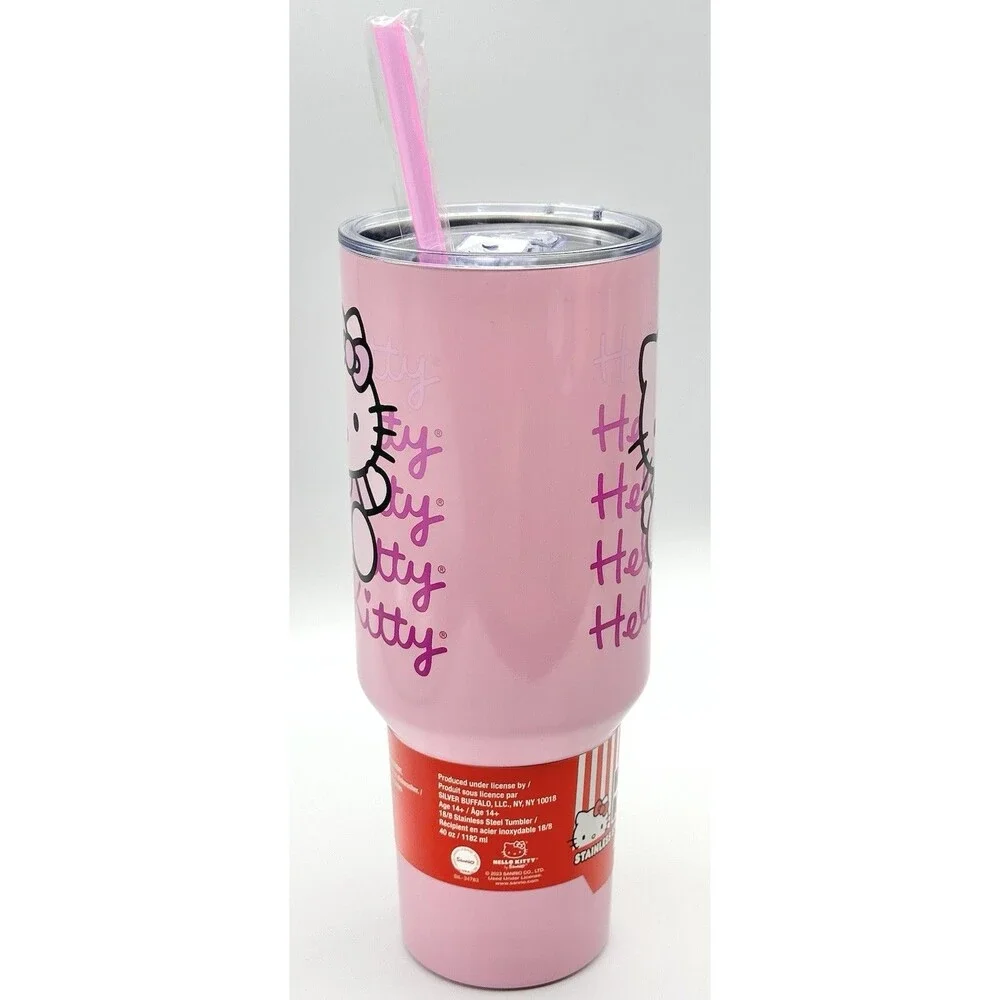NWT Sanrio Hello Kitty Waving 40oz Pink Lavender Stainless Steel Tumbler Mug